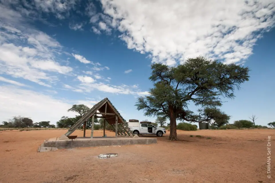 Camping à Mabuasehube, Kgalagadi, Botswana